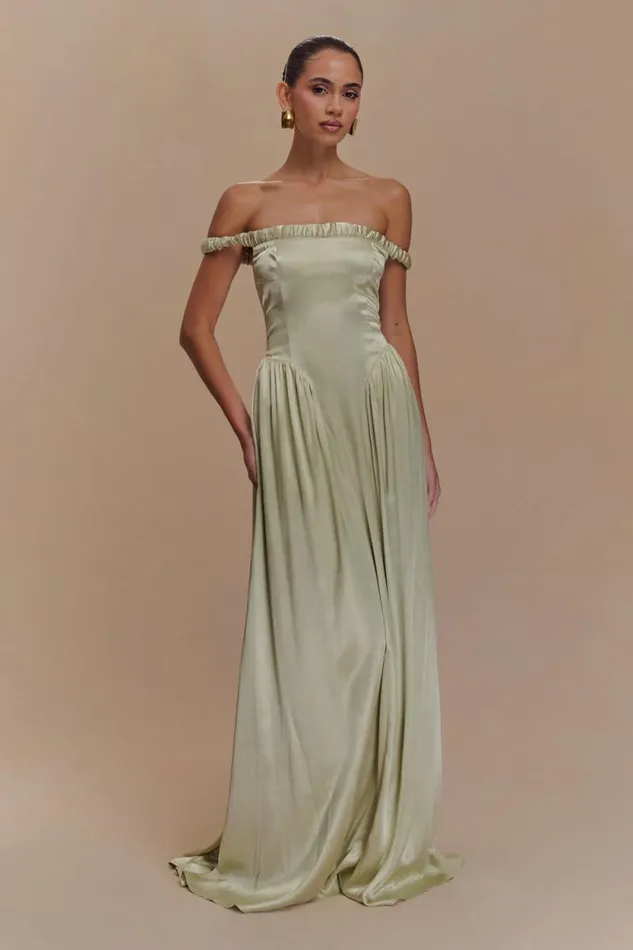 Women Meshki Dresses Coco Dropped Waist Maxi Dress 8211 Sage