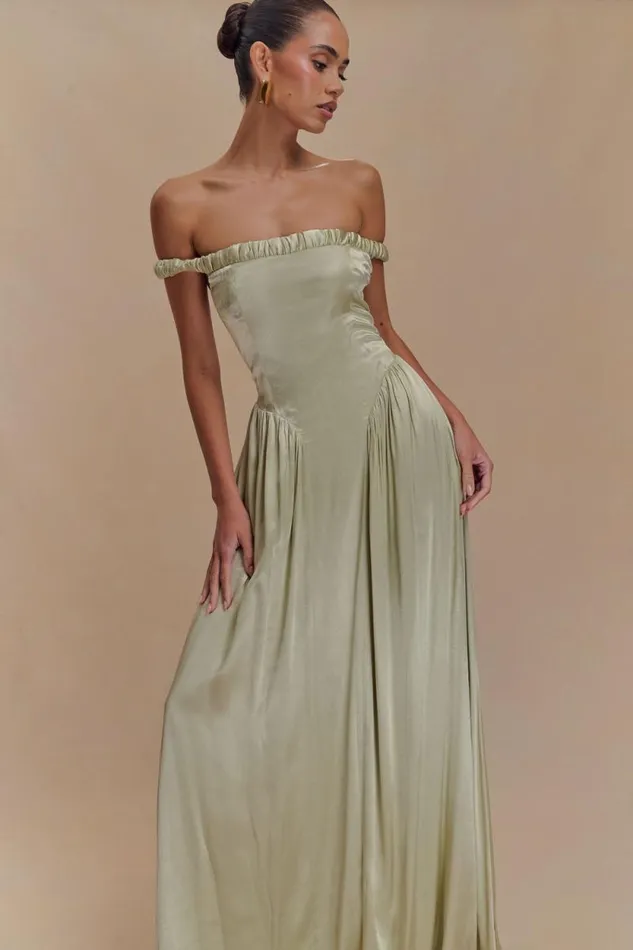 Women Meshki Dresses Coco Dropped Waist Maxi Dress 8211 Sage