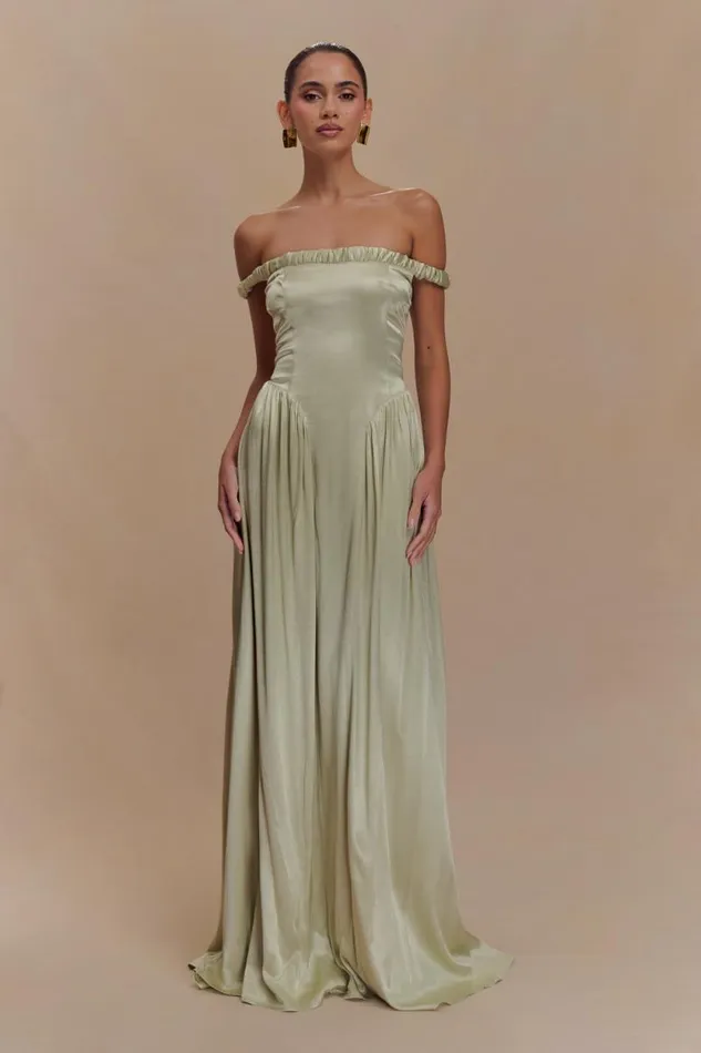 Women Meshki Dresses Coco Dropped Waist Maxi Dress 8211 Sage