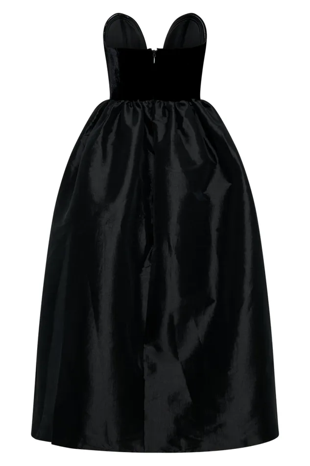 Women Meshki Dresses Flora Strapless Velvet Midi Dress 8211 Black