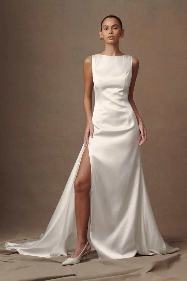Women Meshki Dresses Fontanne Satin Wedding Gown 8211 White