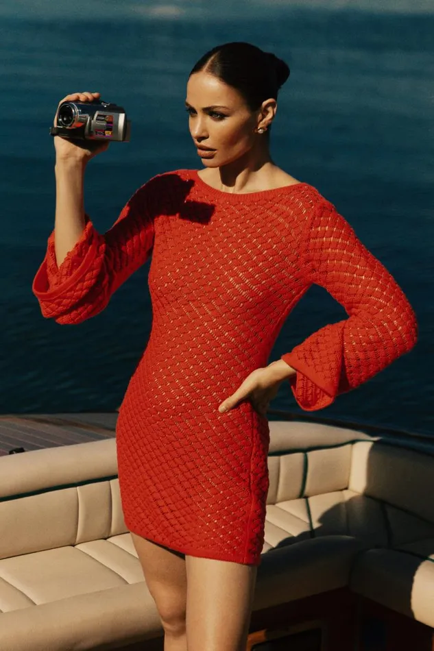 Women Meshki Dresses Galilea Knit Mini Dress 8211 Pomegranate