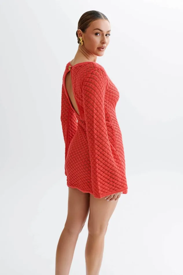 Women Meshki Dresses Galilea Knit Mini Dress 8211 Pomegranate