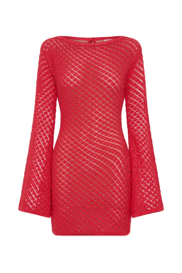 Women Meshki Dresses Galilea Knit Mini Dress 8211 Pomegranate