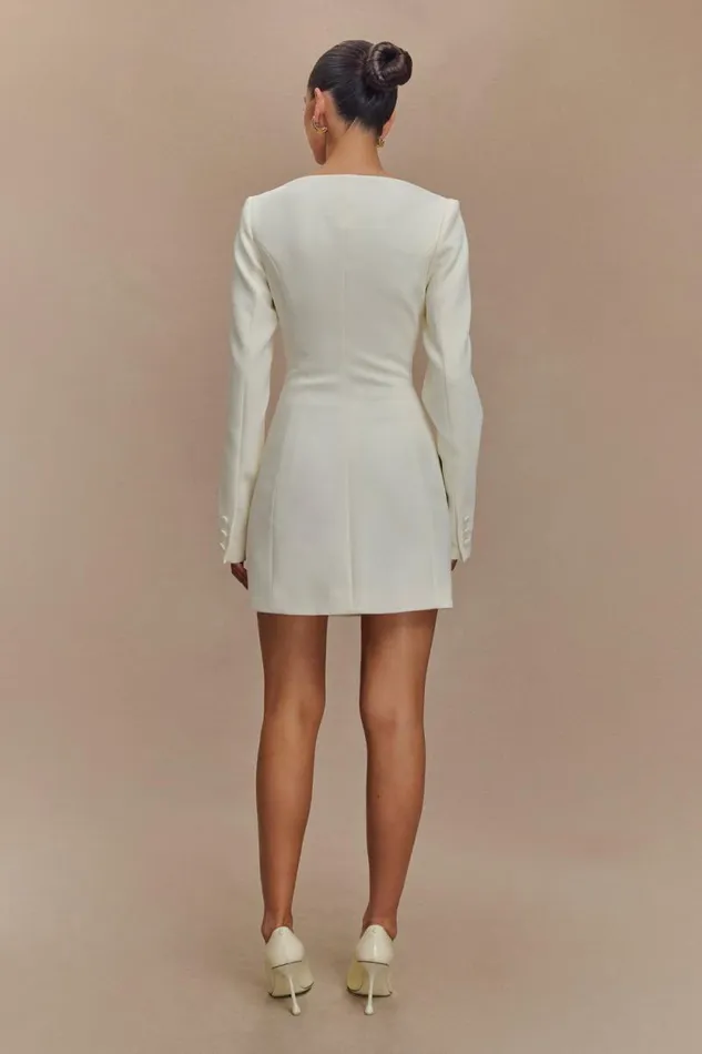 Women Meshki Dresses Jolie Boat Neck Suiting Mini Dress 8211 Ivory
