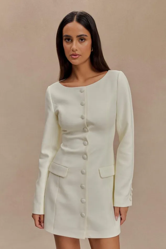 Women Meshki Dresses Jolie Boat Neck Suiting Mini Dress 8211 Ivory