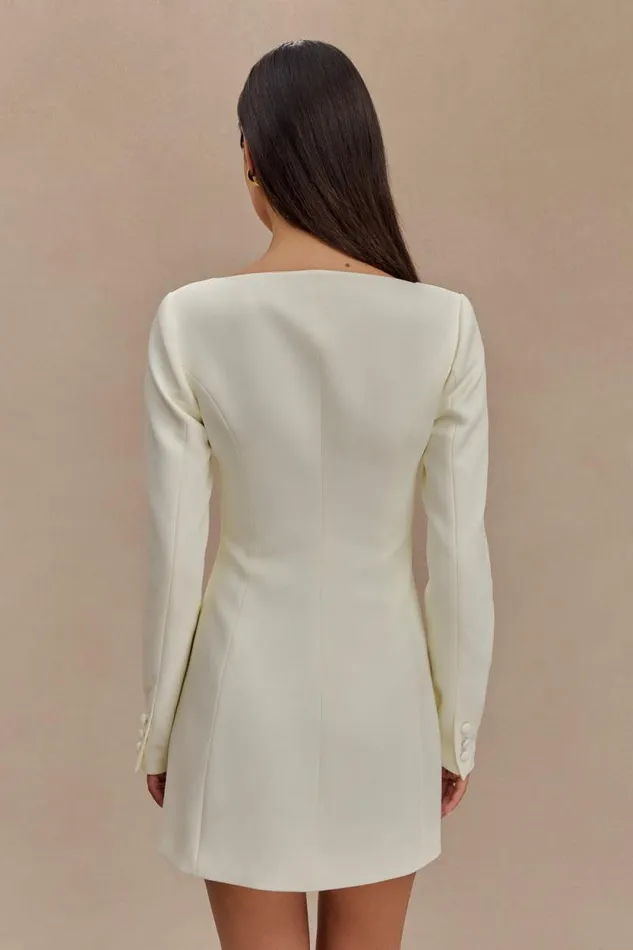 Women Meshki Dresses Jolie Boat Neck Suiting Mini Dress 8211 Ivory