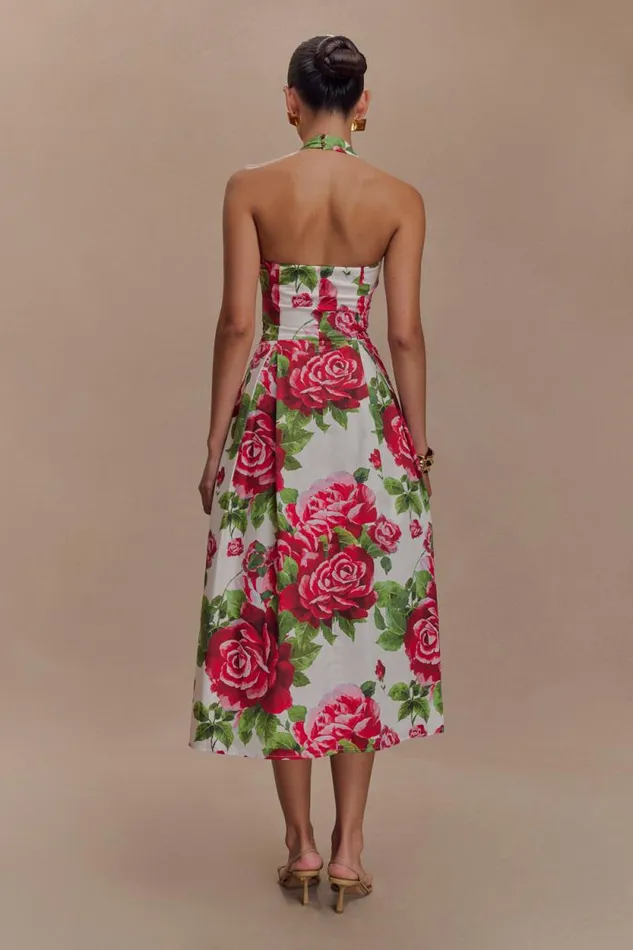 Women Meshki Dresses Juana Halter Midi Dress 8211 Sonia Rose Print