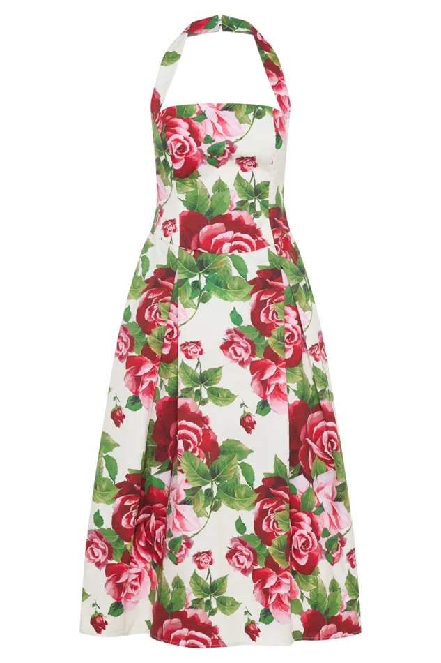 Women Meshki Dresses Juana Halter Midi Dress 8211 Sonia Rose Print