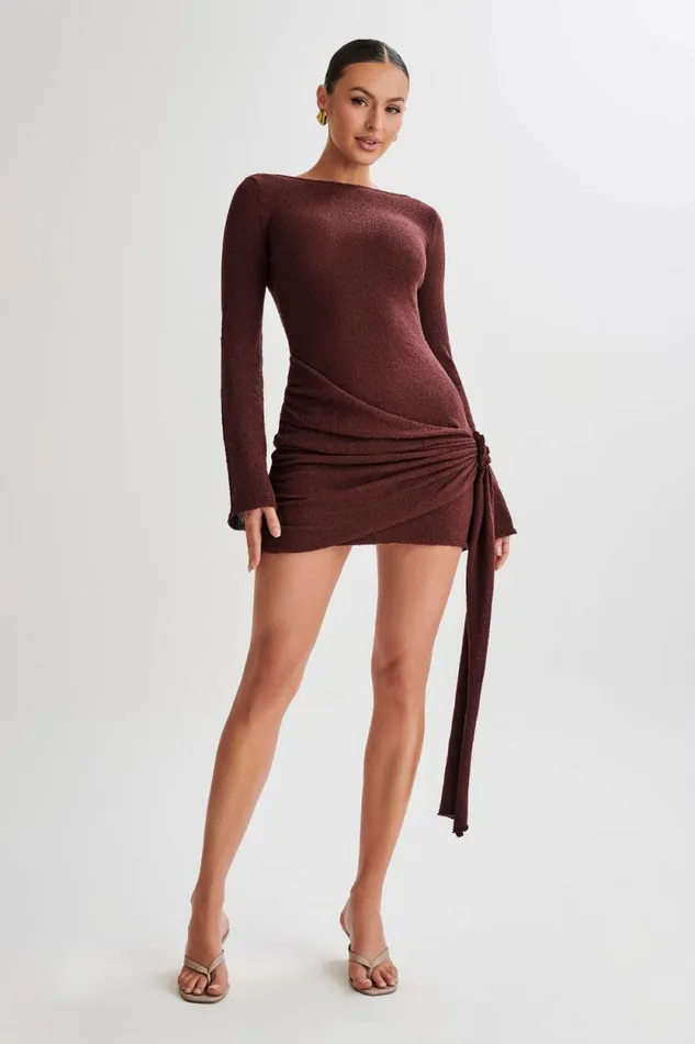 Women Meshki Dresses Liana Long Sleeve Knit Mini Dress 8211 Plum