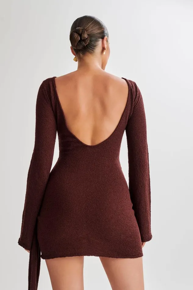 Women Meshki Dresses Liana Long Sleeve Knit Mini Dress 8211 Plum