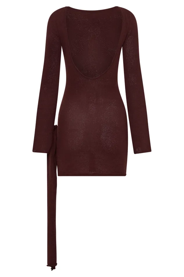 Women Meshki Dresses Liana Long Sleeve Knit Mini Dress 8211 Plum