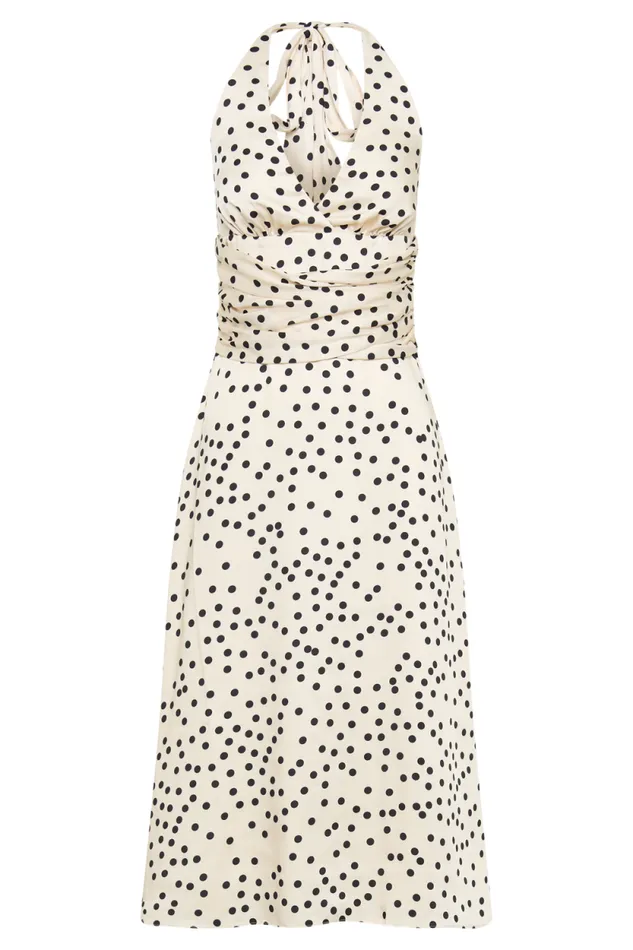 Women Meshki Dresses Marguerite Satin Halter Midi Dress 8211 Polkadot