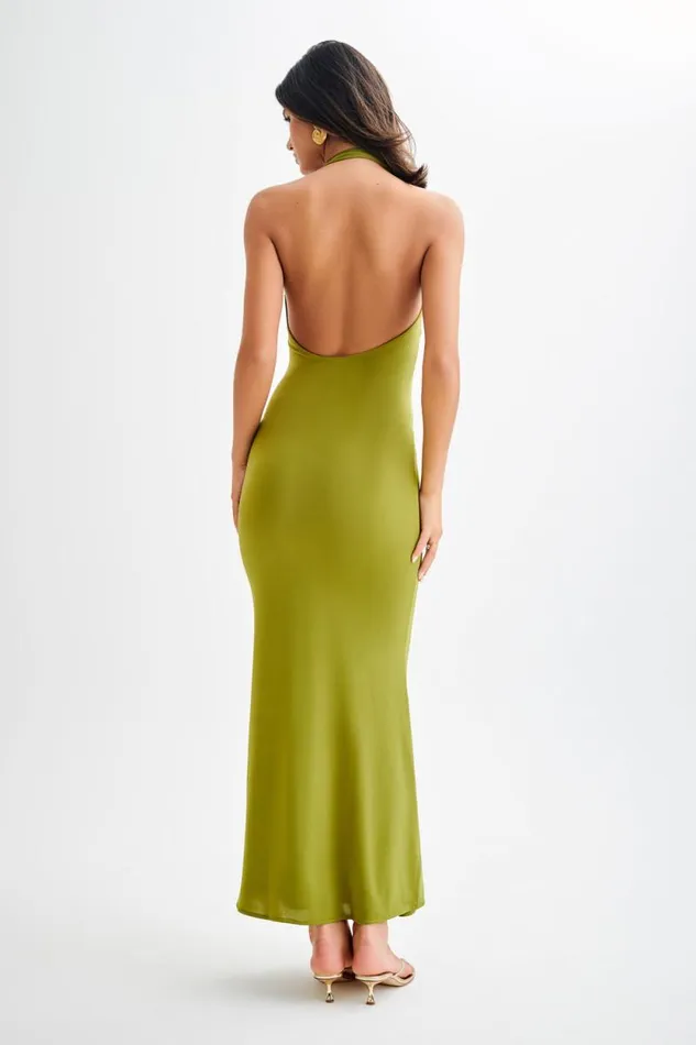 Women Meshki Dresses Marianne Asymmetrical Slinky Maxi Dress 8211 Vintage Olive