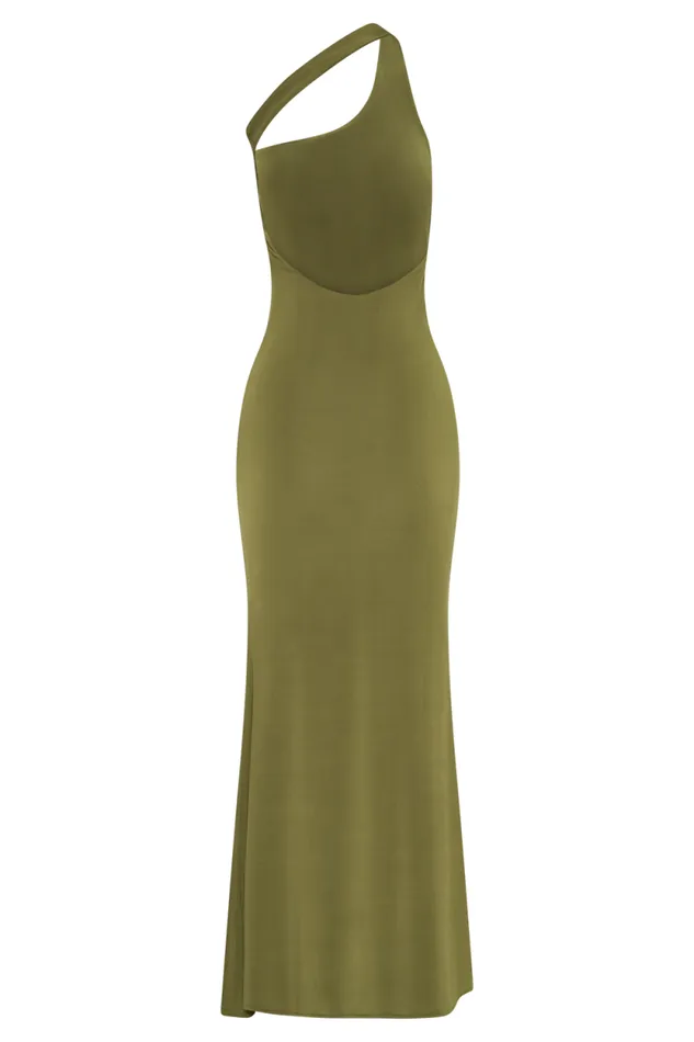 Women Meshki Dresses Marianne Asymmetrical Slinky Maxi Dress 8211 Vintage Olive