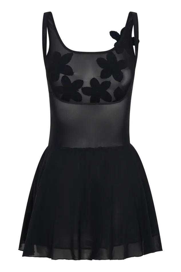 Women Meshki Dresses Melanie Mesh Mini Dress With Flowers 8211 Black