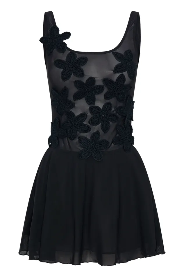Women Meshki Dresses Melanie Mesh Mini Dress With Flowers 8211 Black