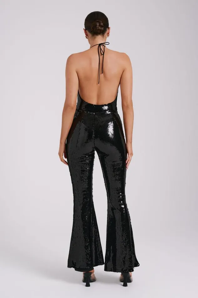 Women Meshki Dresses Nathalie Sequin Cowl Bodysuit 8211 Black