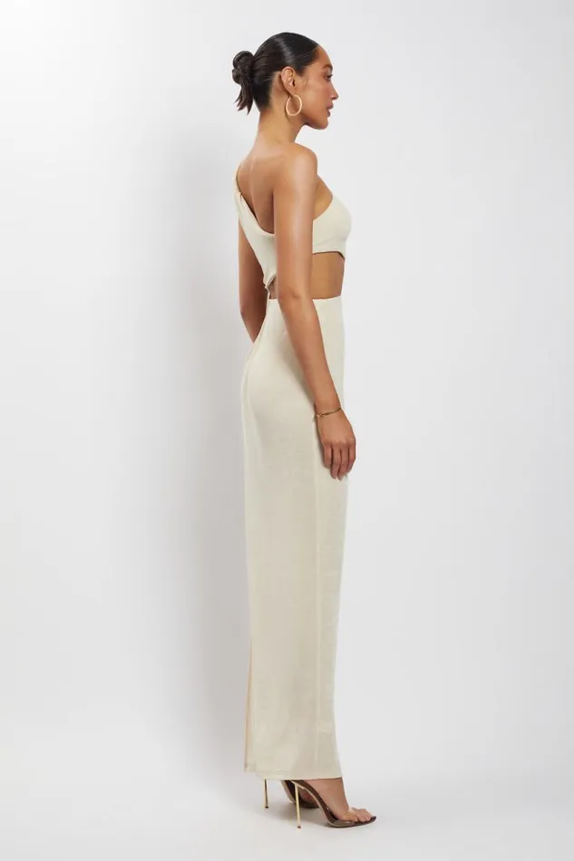 Women Meshki Dresses Paige Ruched Side Cut Out Maxi Dress 8211 Nude
