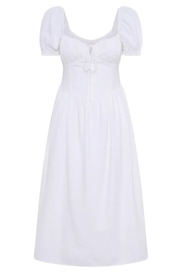 Women Meshki Dresses Rosalind Puff Sleeve Midi Dress 8211 White