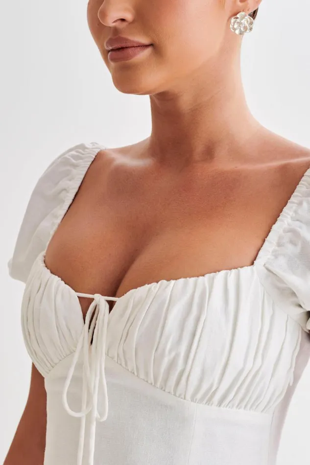 Women Meshki Dresses Rosalind Puff Sleeve Midi Dress 8211 White