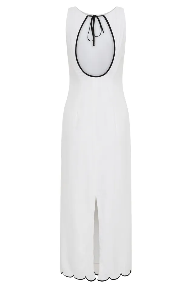 Women Meshki Dresses Sofiane Scalloped Linen Midi Dress 8211 Ivory