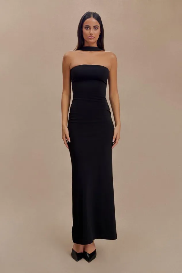 Women Meshki Dresses Velma Halter Collar Maxi Dress 8211 Black