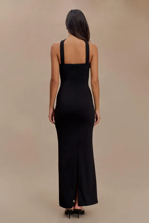 Women Meshki Dresses Velma Halter Collar Maxi Dress 8211 Black