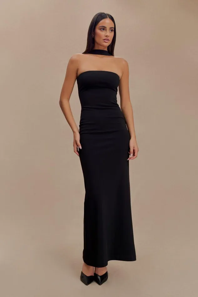 Women Meshki Dresses Velma Halter Collar Maxi Dress 8211 Black