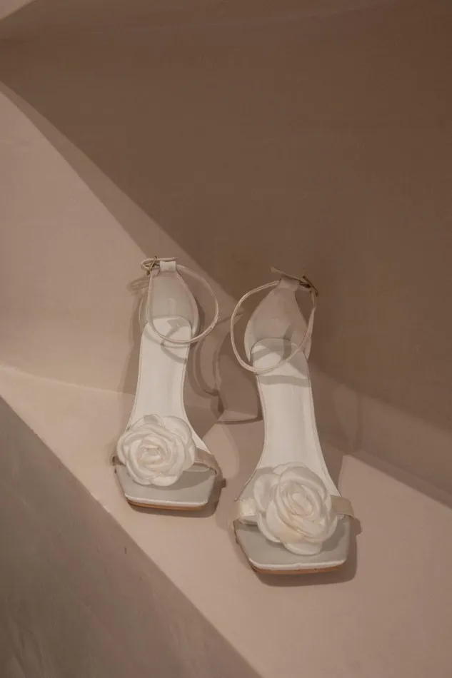 Women Meshki Shoes Lara Rose Satin Heel 8211 White