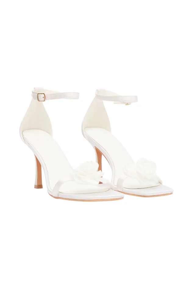 Women Meshki Shoes Lara Rose Satin Heel 8211 White