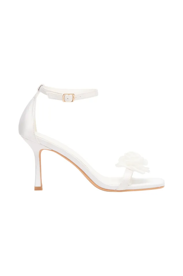 Women Meshki Shoes Lara Rose Satin Heel 8211 White