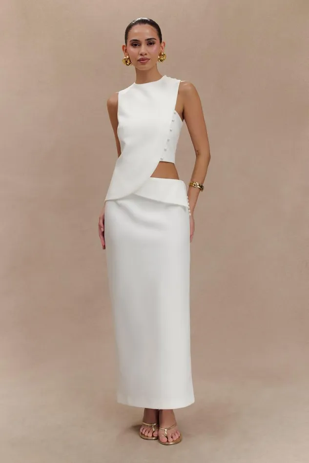Women Meshki Tops Astrid Asymmetric Sleeveless Suiting Top 8211 White