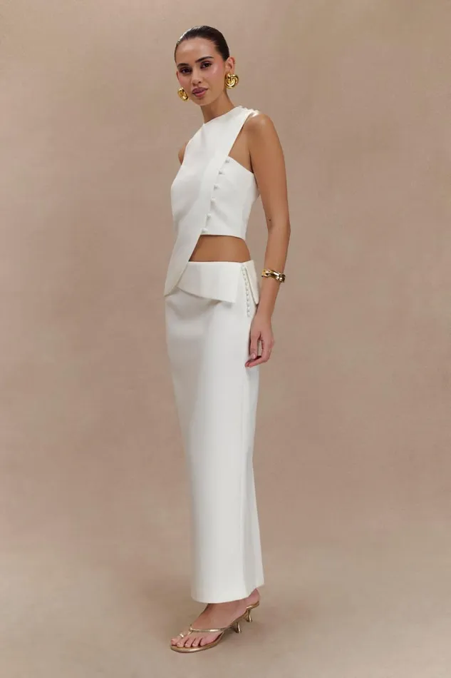 Women Meshki Tops Astrid Asymmetric Sleeveless Suiting Top 8211 White