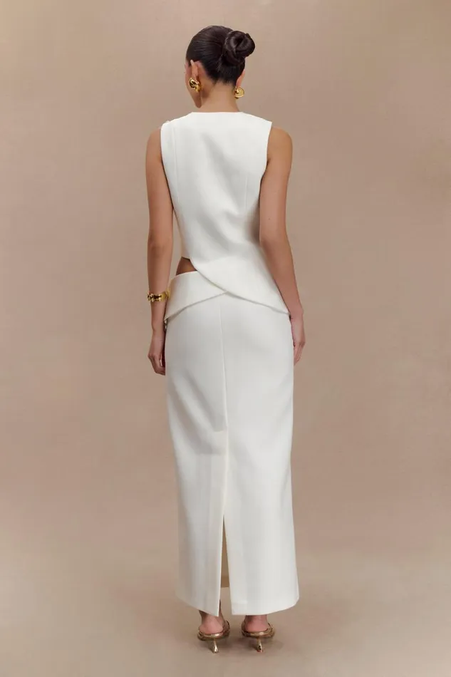 Women Meshki Tops Astrid Asymmetric Sleeveless Suiting Top 8211 White