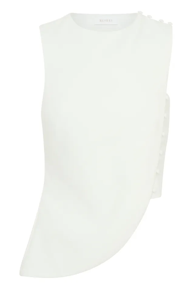 Women Meshki Tops Astrid Asymmetric Sleeveless Suiting Top 8211 White