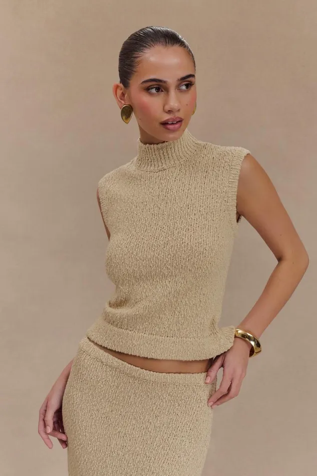 Women Meshki Tops Azalea Sleeveless Knit Top 8211 Wheat