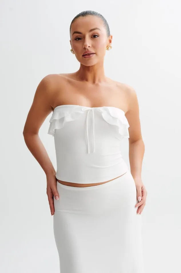 Women Meshki Tops Bea Strapless Slinky Ruffle Top 8211 White