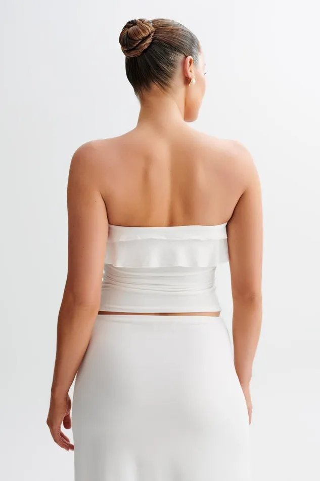 Women Meshki Tops Bea Strapless Slinky Ruffle Top 8211 White