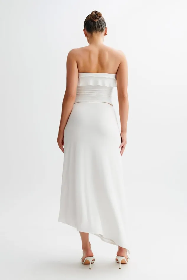 Women Meshki Tops Bea Strapless Slinky Ruffle Top 8211 White