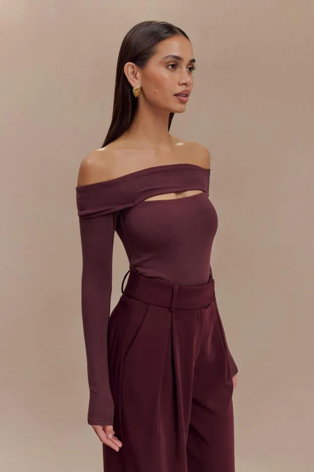 Women Meshki Tops Briah Cut Out Modal Long Sleeve Top 8211 Mahogany