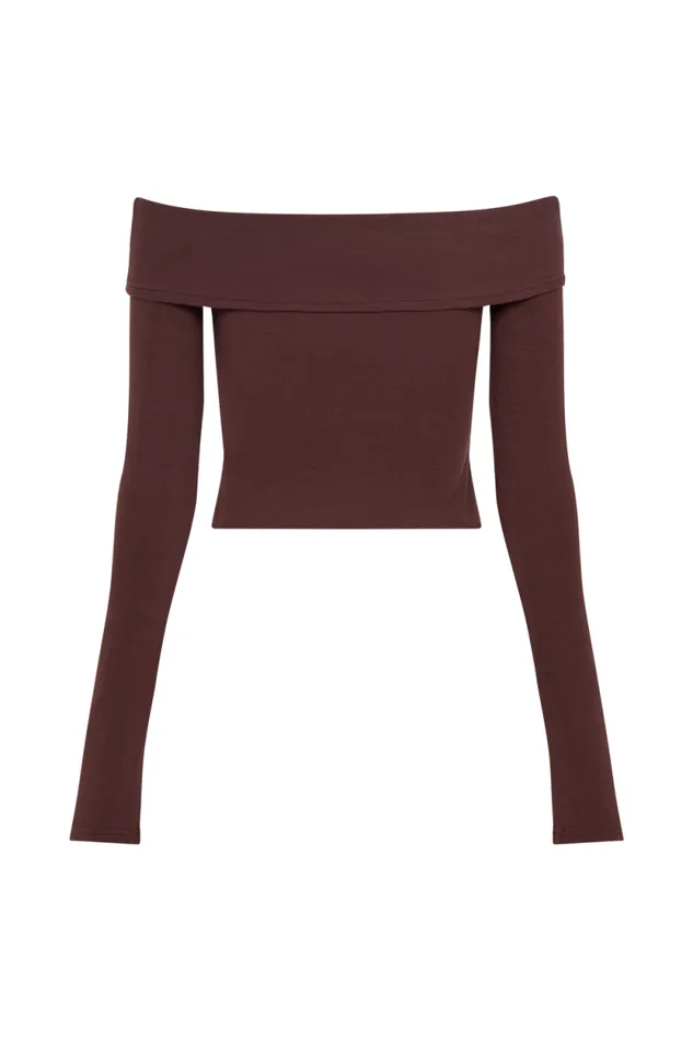 Women Meshki Tops Briah Cut Out Modal Long Sleeve Top 8211 Mahogany