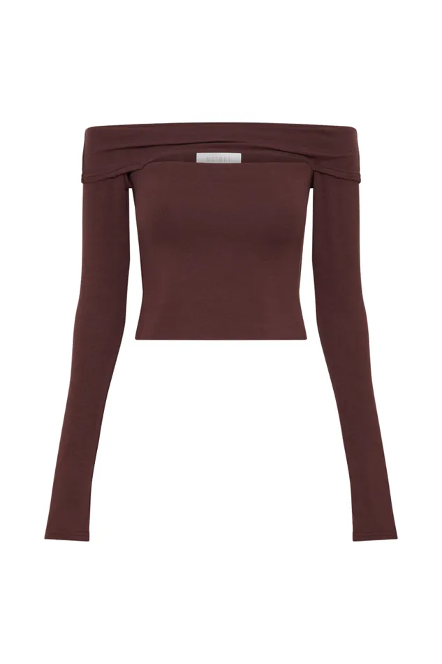 Women Meshki Tops Briah Cut Out Modal Long Sleeve Top 8211 Mahogany
