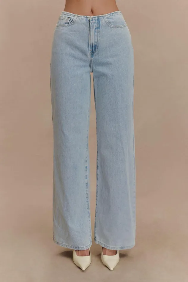 Women Meshki Tops Caitlin Mid Rise Denim Flare Jeans 8211 Light Blue