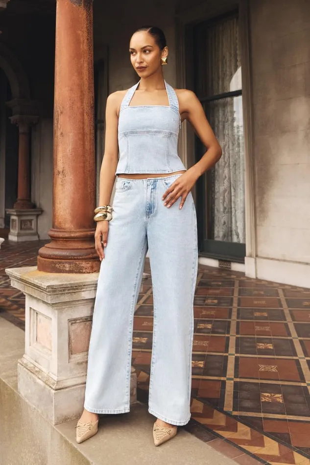 Women Meshki Tops Caitlin Mid Rise Denim Flare Jeans 8211 Light Blue