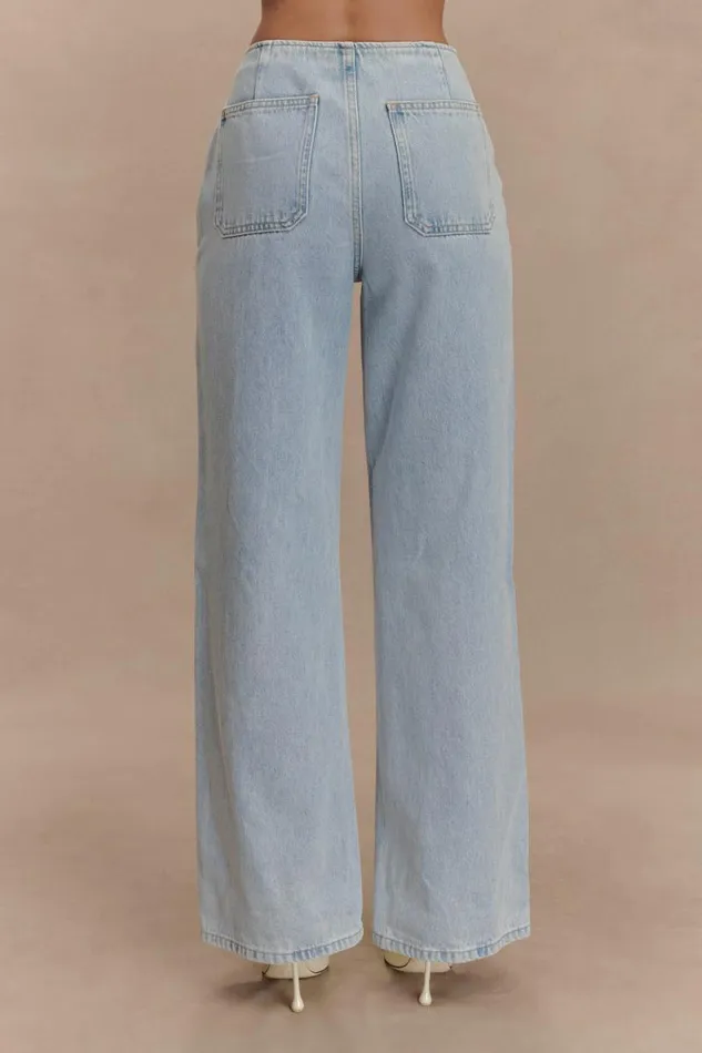 Women Meshki Tops Caitlin Mid Rise Denim Flare Jeans 8211 Light Blue