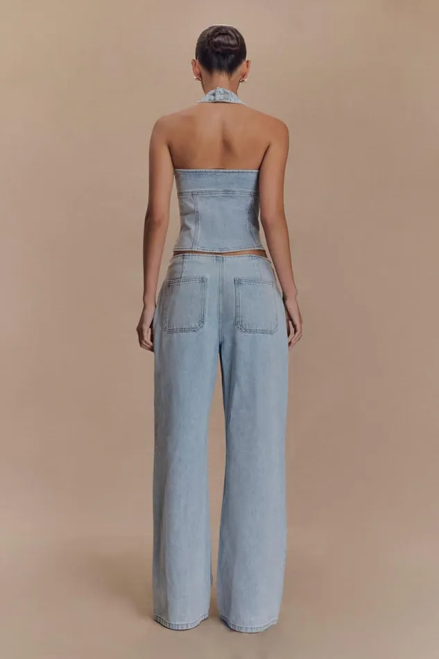 Women Meshki Tops Caitlin Mid Rise Denim Flare Jeans 8211 Light Blue