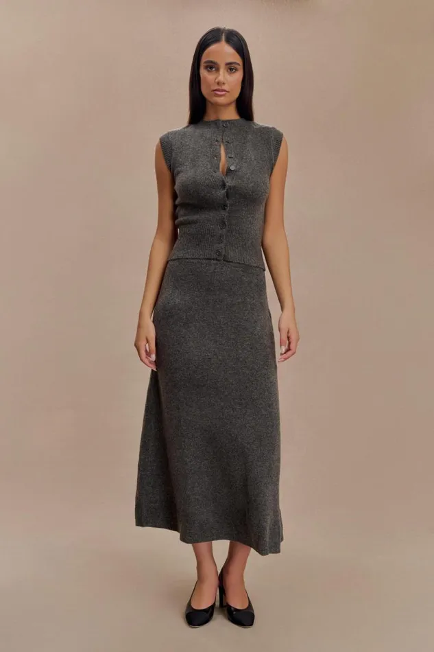 Women Meshki Tops Dionne Sleeveless Knit Vest 8211 Charcoal Marle