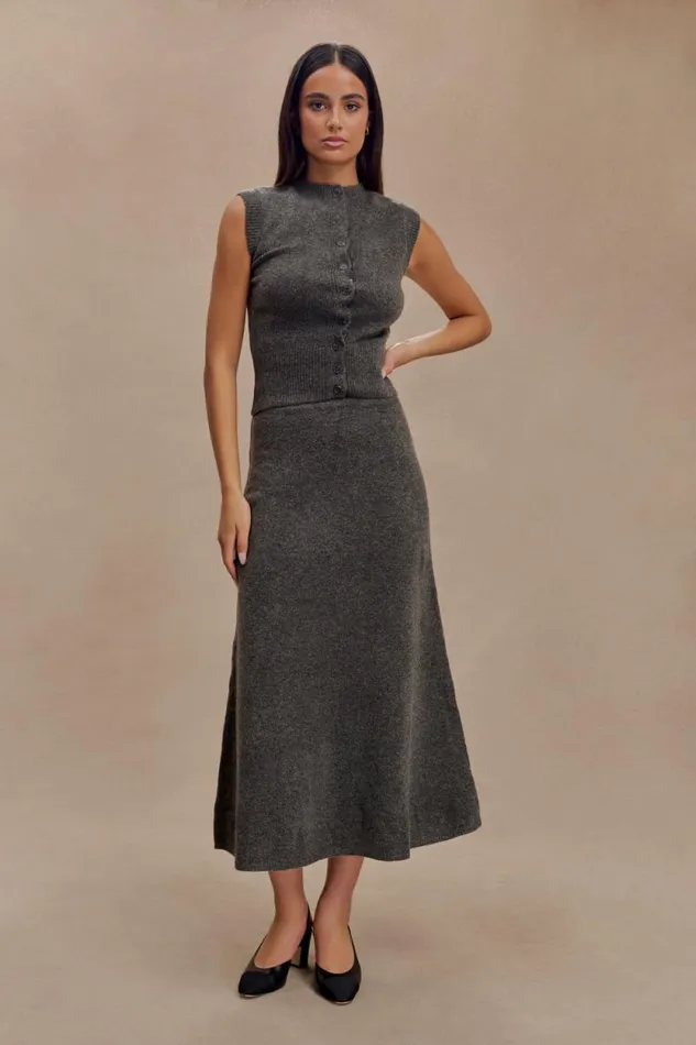 Women Meshki Tops Dionne Sleeveless Knit Vest 8211 Charcoal Marle