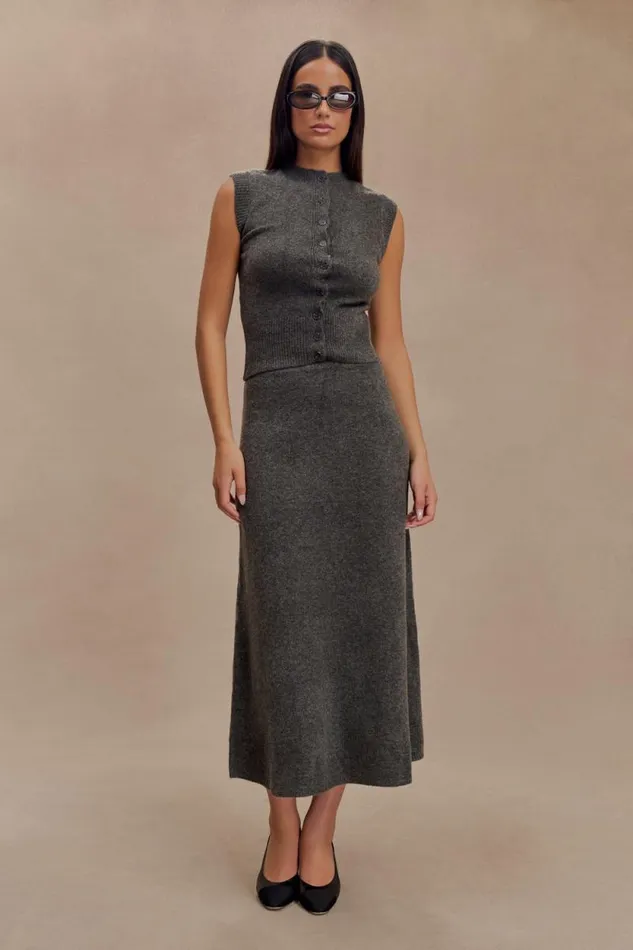 Women Meshki Tops Dionne Sleeveless Knit Vest 8211 Charcoal Marle